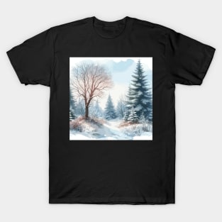 Winter Snowy Trees Winter Landscape T-Shirt